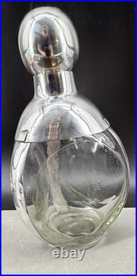 Vintage ART DECO L Maciel Silver Factory Decanter Sterling Glass Overlay