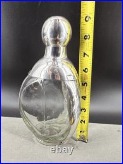 Vintage ART DECO L Maciel Silver Factory Decanter Sterling Glass Overlay