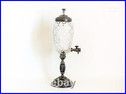 Vintage Absinthe Fountain French White Metal and Pineapple Shape Glass