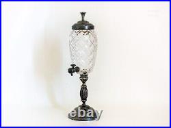 Vintage Absinthe Fountain French White Metal and Pineapple Shape Glass