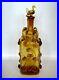 Vintage-Amber-Art-Glass-Decanter-Bird-Swan-Stopper-Flowers-Prunts-Possibly-Spain-01-wl