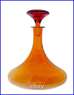 Vintage Amber Art Glass Ships Decanter With Stopper, c1880 GREAT Condition 12