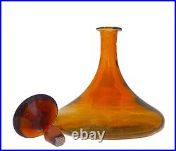 Vintage Amber Art Glass Ships Decanter With Stopper, c1880 GREAT Condition 12