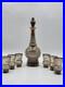 Vintage-Amber-Bohemia-Crystal-Decanter-Set-6-Glasses-Gold-Trim-Czechoslovkia-New-01-crl