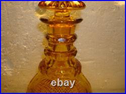 Vintage Amber Cut Glass Decanter