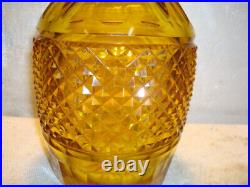 Vintage Amber Cut Glass Decanter