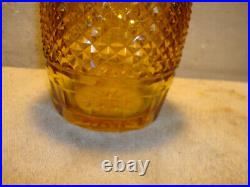 Vintage Amber Cut Glass Decanter