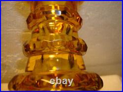 Vintage Amber Cut Glass Decanter