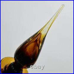 Vintage Amber Decanter 22.5 Mid Century Hand Blown Glass