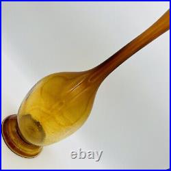 Vintage Amber Decanter 22.5 Mid Century Hand Blown Glass