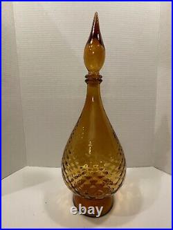 Vintage Amber Empoli Genie Bottle Decanter TALL