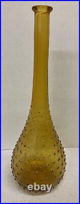 Vintage Amber Empoli Guildcraft Italian Glass Hobnail Tall Decanter Genie 1960s