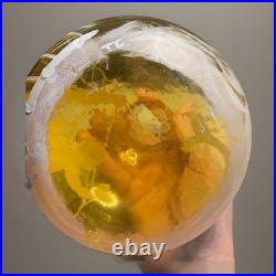 Vintage Amber Glass DECANTER MID CENTURY MARY GREGORY Style, Boy On Ship, Whale