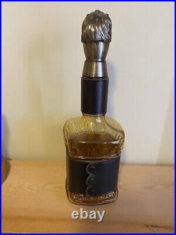 Vintage Amber Glass Decanter Genie Bottle Lion Pourer Medieval