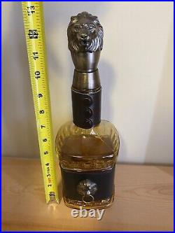 Vintage Amber Glass Decanter Genie Bottle Lion Pourer Medieval