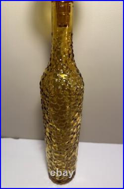 Vintage Amber Glass Decanter With Stopper 18.5 Rare