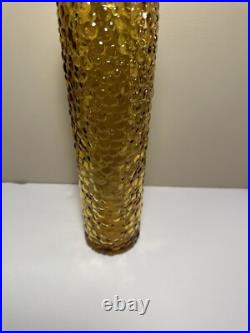 Vintage Amber Glass Decanter With Stopper 18.5 Rare