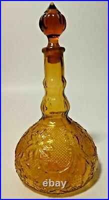 Vintage Amber Glass Fancy Wine Decanter 11 Piece Set Beautiful Party