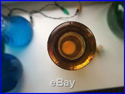 Vintage Amber Glass Genie Bottle 1960s Italian Empoli Gourded Decanter 54cm
