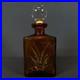 Vintage-Amber-Glass-Whiskey-Decanter-Square-Crystal-Ball-Stopper-Star-Cut-7-01-yby