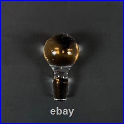 Vintage Amber Glass Whiskey Decanter Square Crystal Ball Stopper Star Cut 7