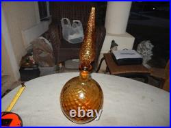 Vintage Amber Glass Wine Bottle Decanter With Stopper Estate Find