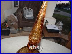 Vintage Amber Glass Wine Bottle Decanter With Stopper Estate Find