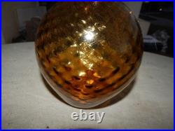 Vintage Amber Glass Wine Bottle Decanter With Stopper Estate Find