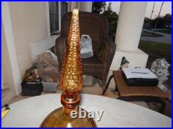 Vintage Amber Glass Wine Bottle Decanter With Stopper Estate Find