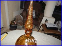 Vintage Amber Glass Wine Bottle Decanter With Stopper Estate Find