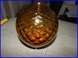 Vintage Amber Glass Wine Bottle Decanter With Stopper Estate Find