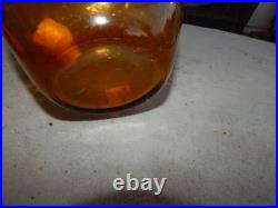 Vintage Amber Glass Wine Bottle Decanter With Stopper Estate Find