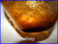 Vintage Amber Glass Wine Bottle Decanter With Stopper Estate Find