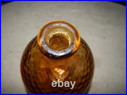 Vintage Amber Glass Wine Bottle Decanter With Stopper Estate Find