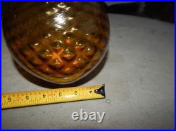 Vintage Amber Glass Wine Bottle Decanter With Stopper Estate Find