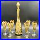 Vintage-Amber-Golden-Decanter-Set-with-6-Gold-Guilted-Flutes-Made-In-Italy-01-wa