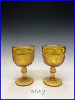 Vintage Amber Tiara Indiana Glass Decanter Bong with 6 Goblets