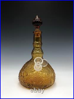 Vintage Amber Tiara Indiana Glass Decanter Bong with 6 Goblets