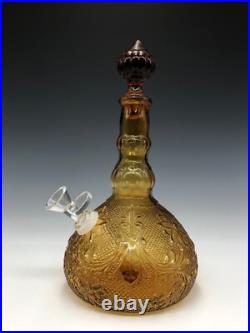 Vintage Amber Tiara Indiana Glass Decanter Bong with 6 Goblets