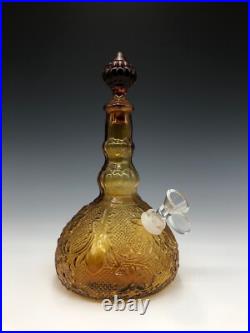 Vintage Amber Tiara Indiana Glass Decanter Bong with 6 Goblets