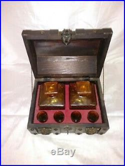 Details about   Vintage Amber Glass Treasure Chest Bank