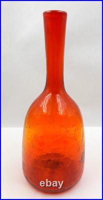 Vintage Amberina Crackle Glass Decanter Red Orange Hand-blown Glass Bottle