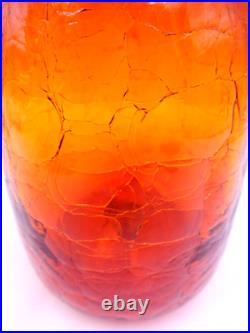 Vintage Amberina Crackle Glass Decanter Red Orange Hand-blown Glass Bottle