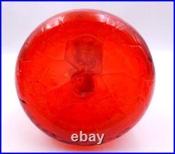 Vintage Amberina Crackle Glass Decanter Red Orange Hand-blown Glass Bottle