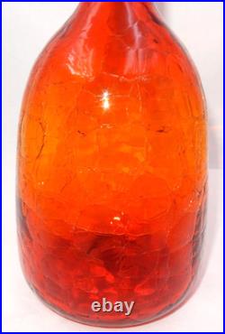 Vintage Amberina Crackle Glass Decanter Red Orange Hand-blown Glass Bottle Vintage Amberina Crackle Glass Decanter Red Orange Hand-blown Glass Bottle