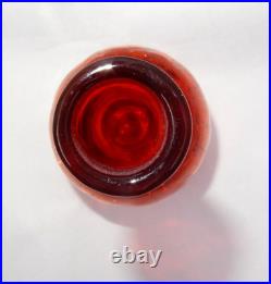Vintage Amberina Crackle Glass Decanter Red Orange Hand-blown Glass Bottle Vintage Amberina Crackle Glass Decanter Red Orange Hand-blown Glass Bottle