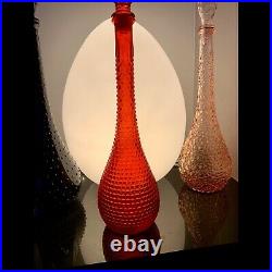 Vintage Amberina Diamond Cut Genie Bottle With Perfectly Matched Resin Stopper