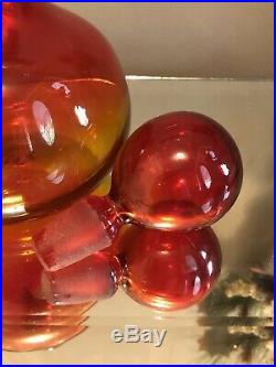 Vintage Amberina TANGERINE BLENKO GLASS DECANTER HUSTED Art Bottle Vase 8 1/2