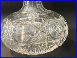 Vintage American Brilliant Cut Glass Crystal Glass Carafe Liquor Wine Decanter