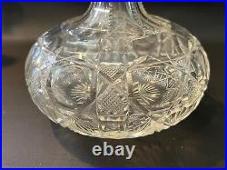 Vintage American Brilliant Cut Glass Crystal Glass Carafe Liquor Wine Decanter